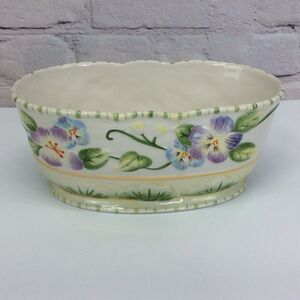 Fitz and Floyd Classics Halcyon Pansies Bowl Spring Candy Vegetable Dish Planter